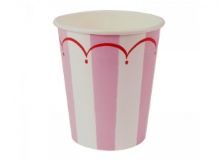 Set of 12 Pink Striped Party Cups By Meri Meri